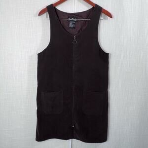 Vintage Y2K Jamie Brooke Brown Zip Front jumper Mini Dress Size 10